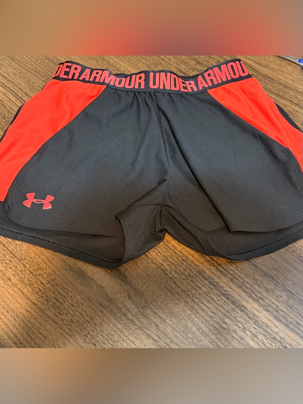 Under Armour Black and Red Women's Athletic Shorts